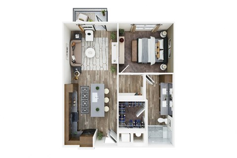 a floor plan of a house with a bedroom and a living room